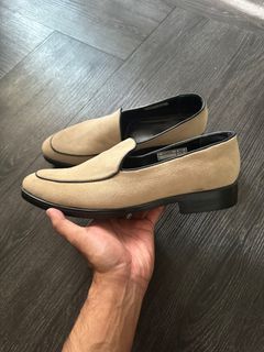 Men’s Suede Slip-On Shoes with Black Leather Trim