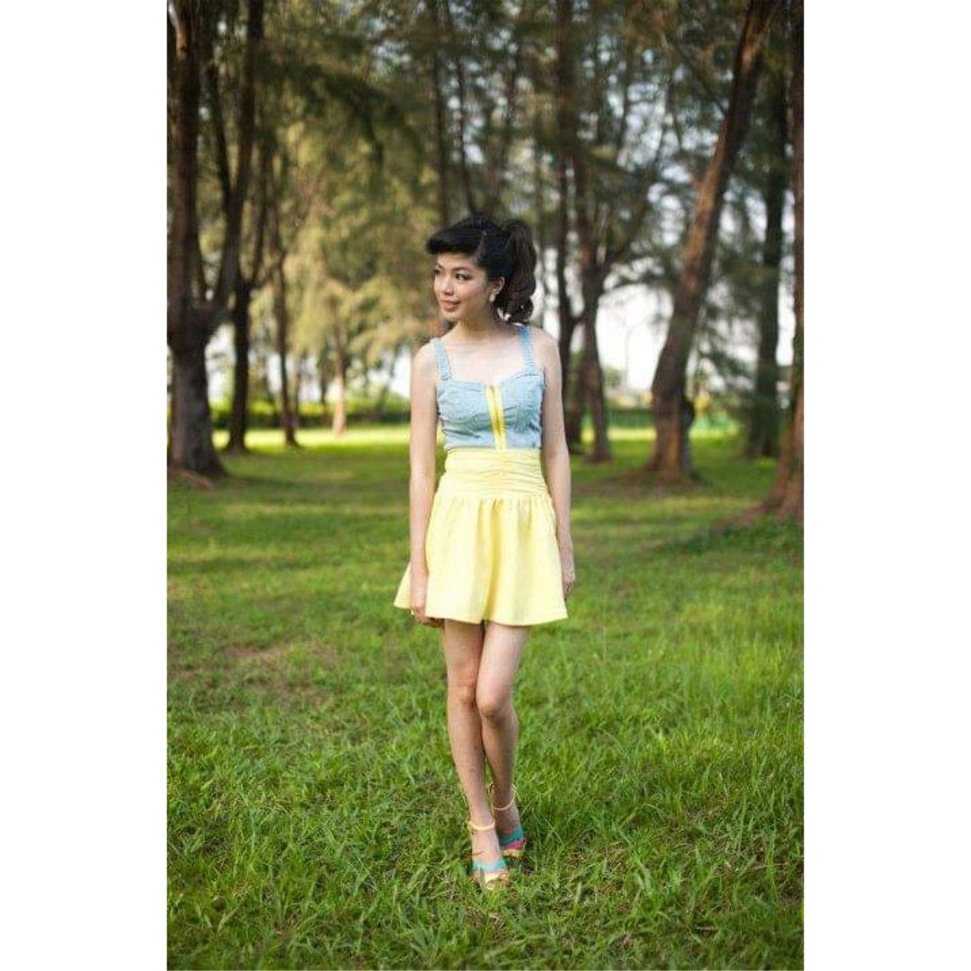 White skater skirt yellow new arrivals