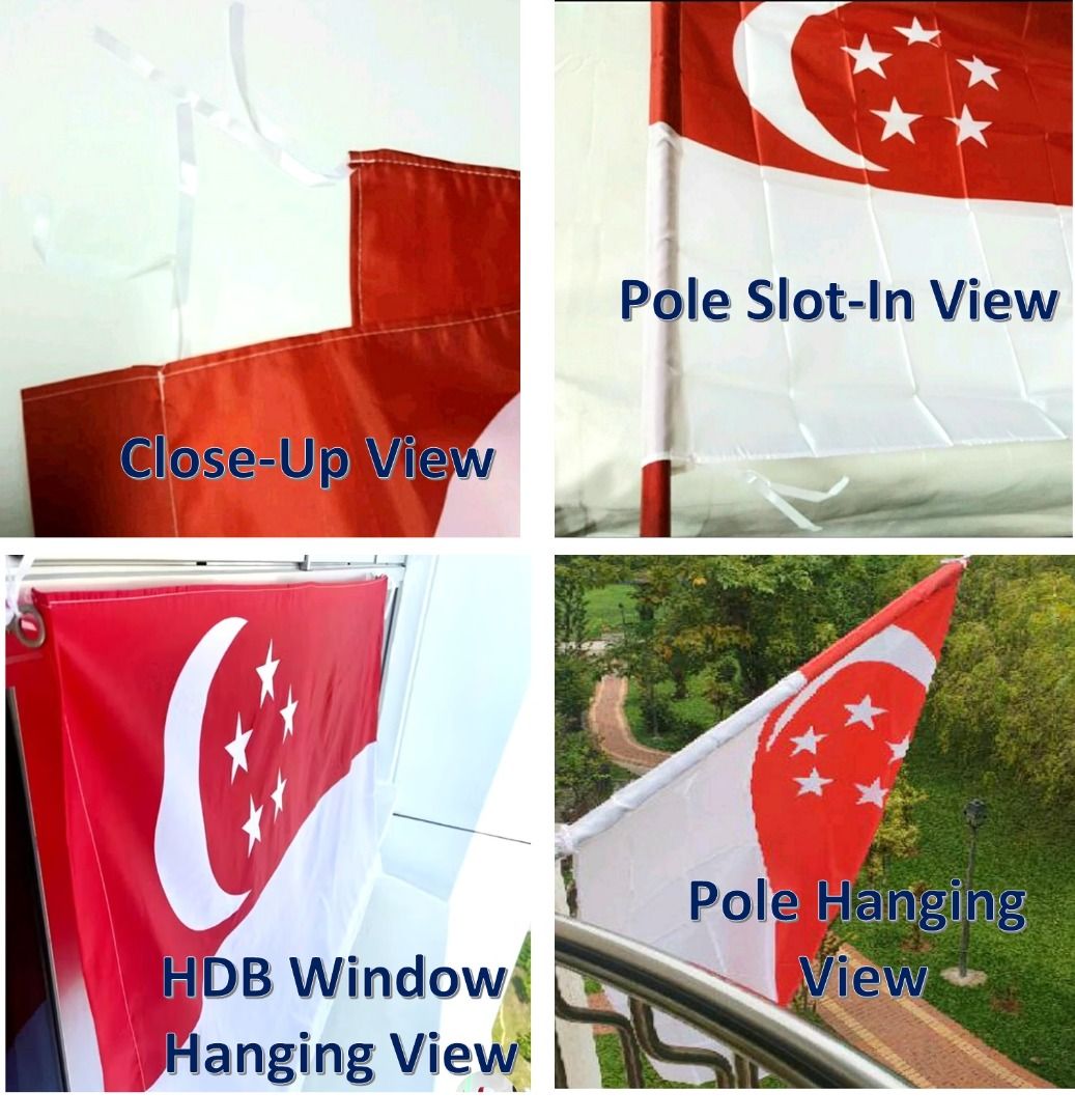 [NDP 04] [L] Singapore Hanging Flag | HDB Gate Pole Hanging | Dual