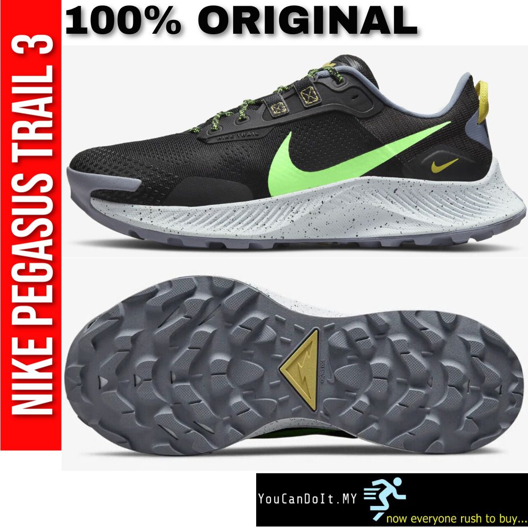 Nike Pegasus Trail 3 Men Trail Running Hiking Shoe Kasut Denai UK8 UK8.5