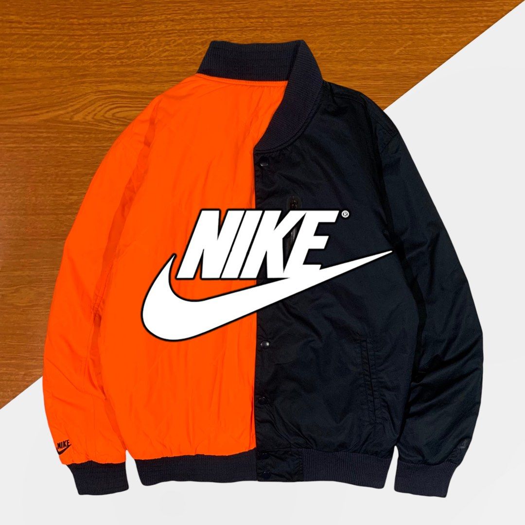 90s nike reversible varsity jacket L red（NIKE Reversible