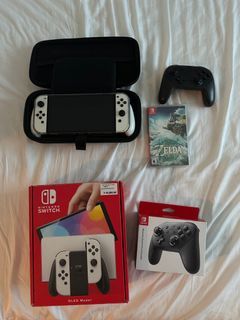Nintendo Switch OLED White with Pro Controller and Legend of Zelda Tears of the Kingdom