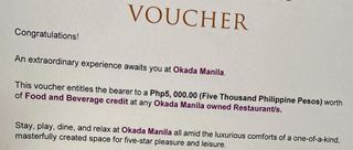 Okada  Manila - ₱5,000 worth of restaurants