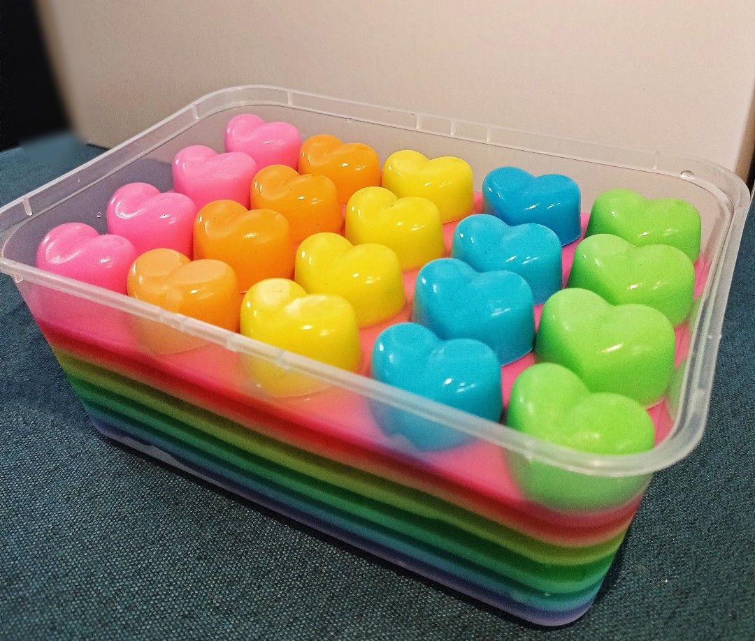 Rainbow Layered Jelly Boxes, Food & Drinks, Fresh Produce on Carousell