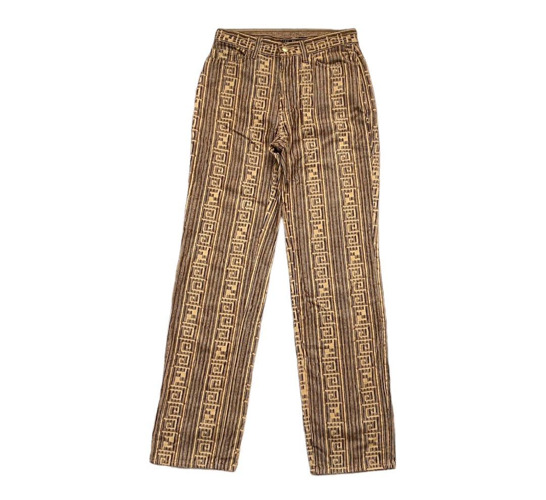 RARE Vintage Fendi Roma Monogram Corduroy Pants Fesyen Wanita Pakaian Wanita Bawahan di Carousell