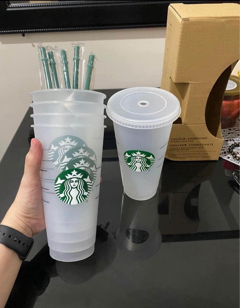 Reusable Cup (Category: Water Bottles & Tumblers) located in Makati City. Submitted by letmetakealook (Listing ID 1308661426, Image 3). Description: starbucks reusable cup set of 5pcs p1000 per boxs(5pcs) 473ml pwede mix pwede one color.