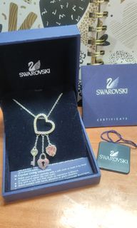 Swarovski Pink Heart Lock Key Necklace,  15-18cm