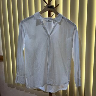 UNIQLO Women White Extra Fine Cotton Long Sleeve Shirt