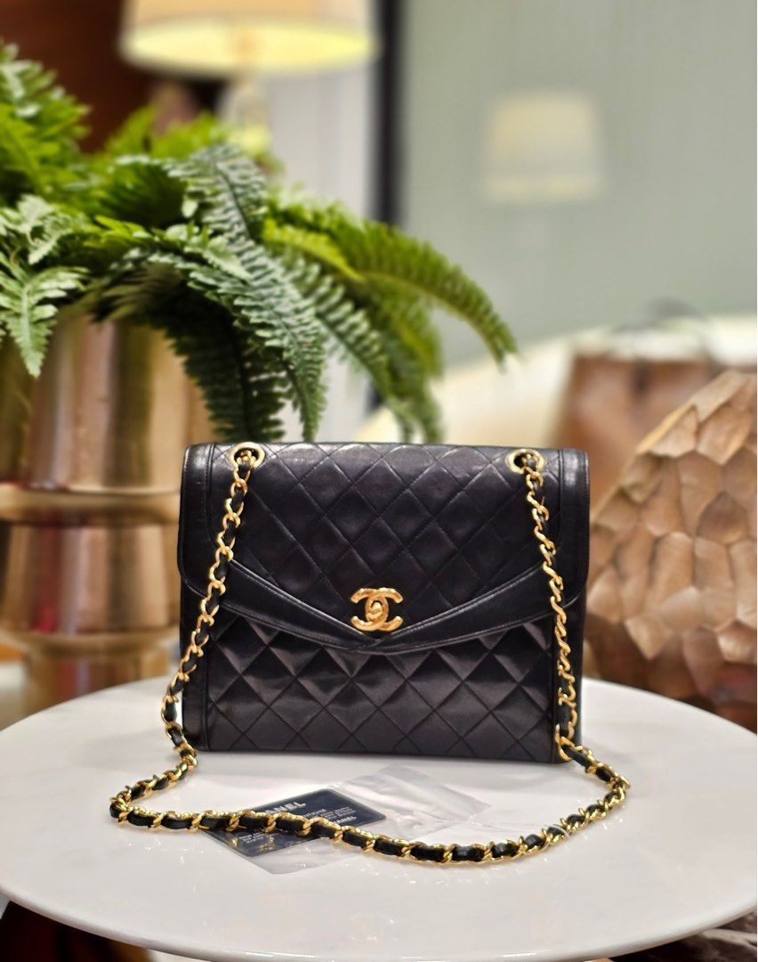 Vintage Chanel Black Lambskin Chain Luxury Bags Wallets on Carousell