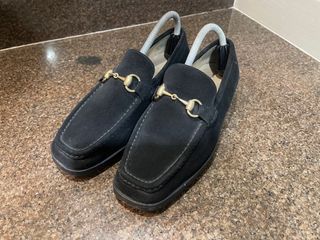Vintage Gucci Black Suede Loafers