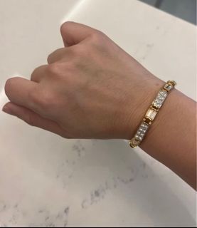 Vintage Swarovski Bracelet Gold Clear Stone
