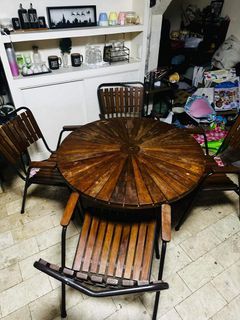 Wooden outdoor garden table and chairs set