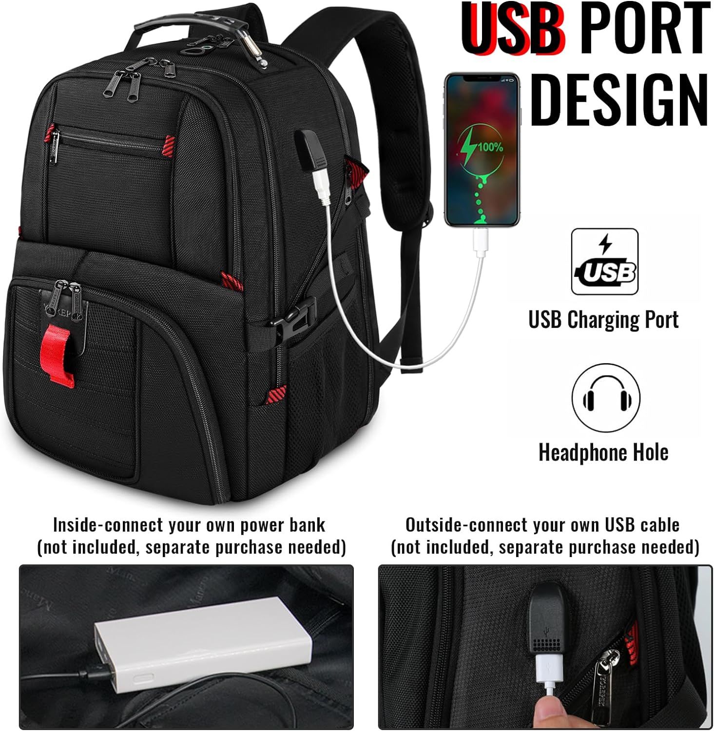 YOREPEK Travel Laptop Backpack Black Men s Fashion Bags Backpacks on Carousell