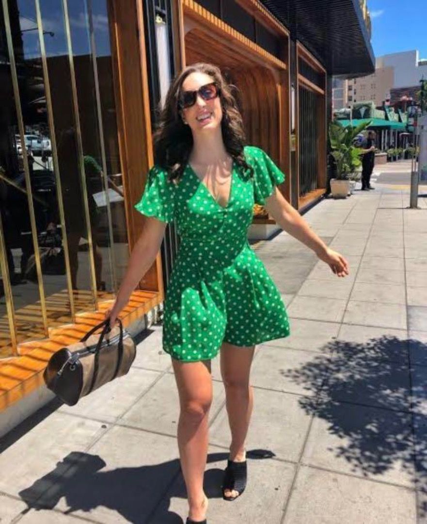 Zara Green Polka Dot Playsuit Romper Women s Fashion Dresses Sets Dresses on Carousell