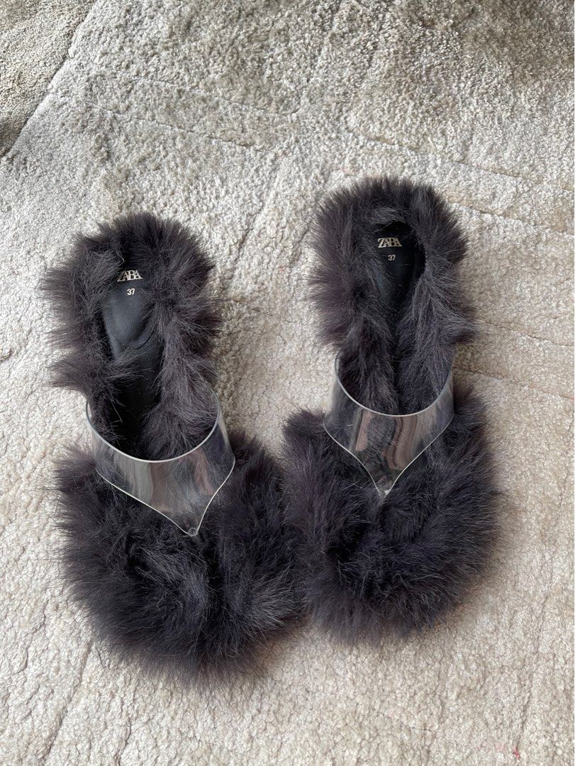 Furry heeled sandals discount