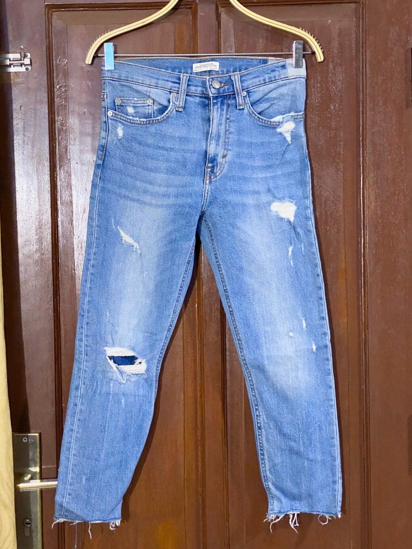 Zara Straight Ripped Jeans