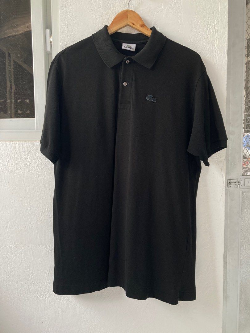 Authentic Lacoste Black Poloshirt for Men s Size 6 on tag dimes is 23 X 31.4
