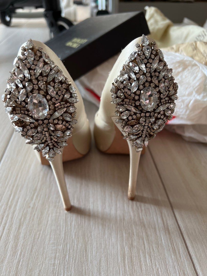 Satin rhinestone heels hot sale