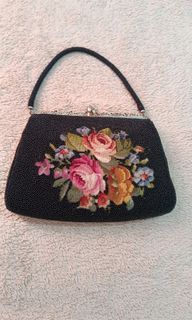 Beautiful rare black beaded needlepoint party bag wedding bridal ninang bridesmaid jsprom bag