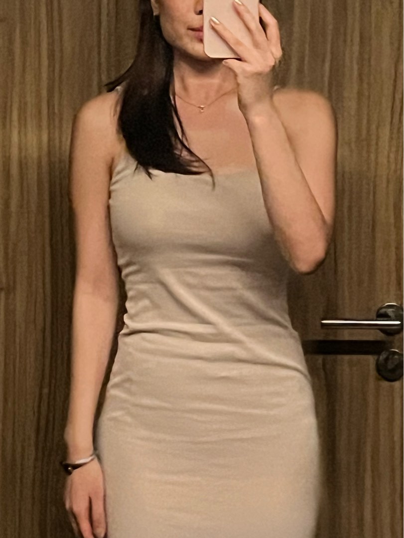 Bershka Beige Fitted Dress, Women's Fashion, Dresses & Sets, Dresses on  Carousell