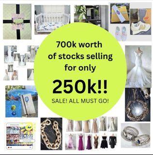 Bulk SALE wholesale all inventories, stocks, business idea, gowns, furniture, gadgets, jewelry, clothes, scrunchies, wedding gown branded gown dress accessories bags shoes scrunchies etc package deal jackpot bargain sale best deal