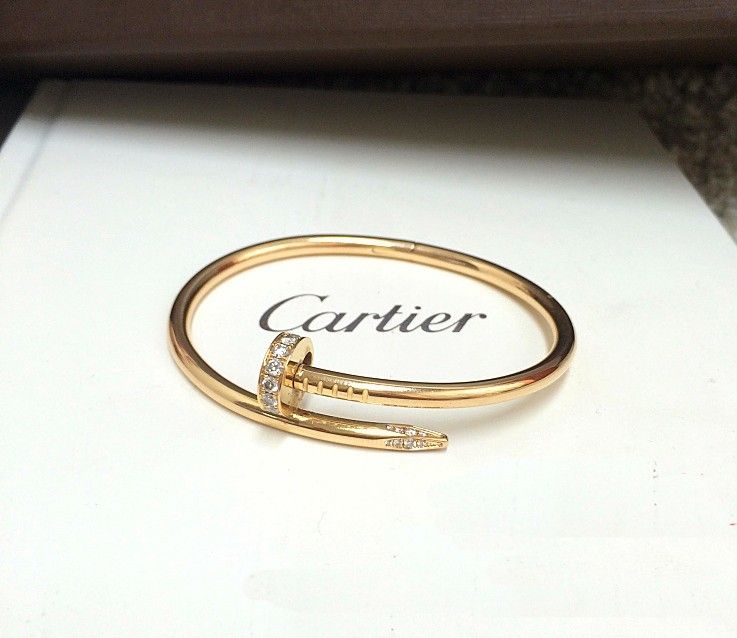 Cartier Juste Un Clou bracelet plated real yellow gold set with diamonds Women s Fashion Jewelry Organizers Bracelets on Carousell