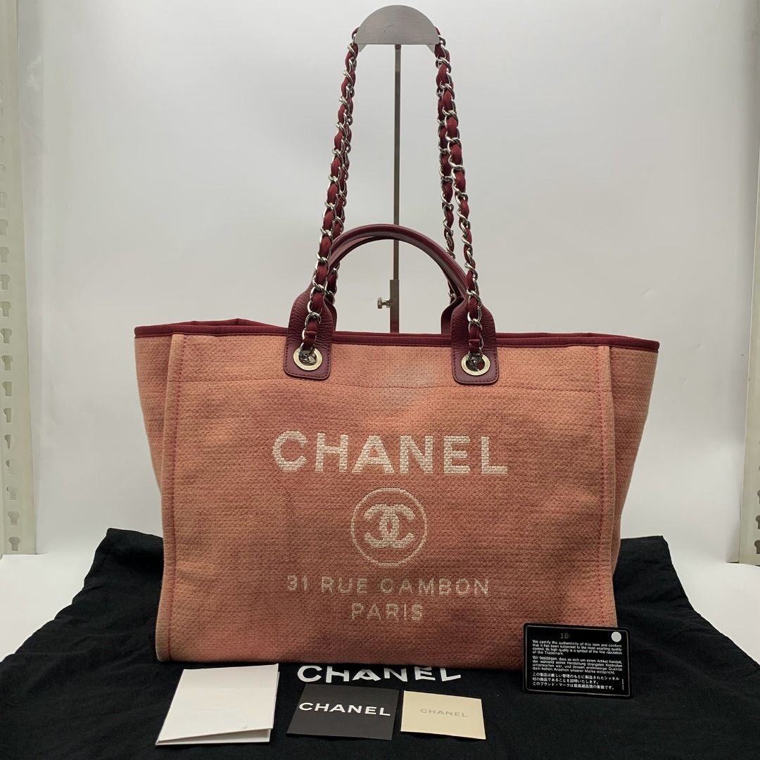 DISCOUNTED CHANEL A66941 PINK DEAUVILLE GM W CARD NO.16 2WAY CHAIN TOTE BAG 247026251