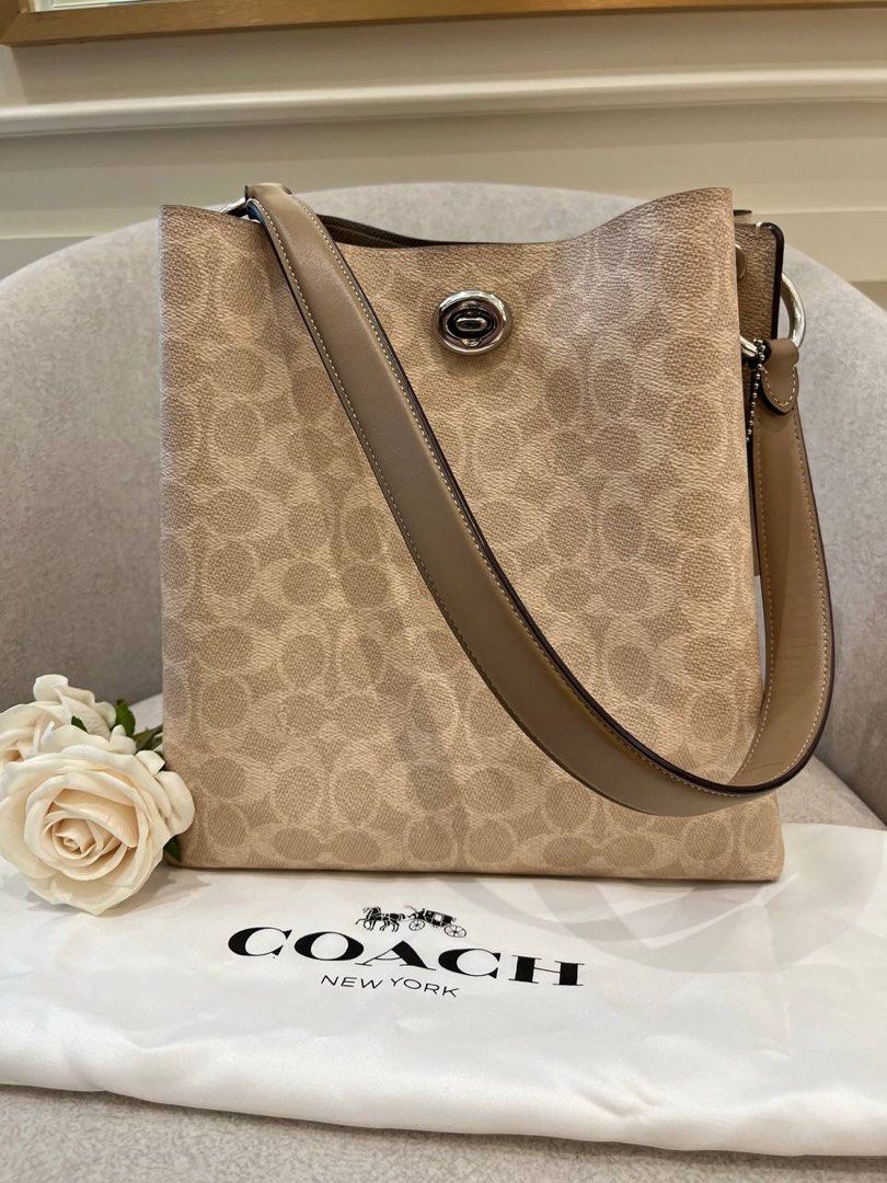 COACH BEIGE SIGNATURE CHARLIE BUCKET HANDBAG SHOULDER BAG Luxury Bags Wallets on Carousell