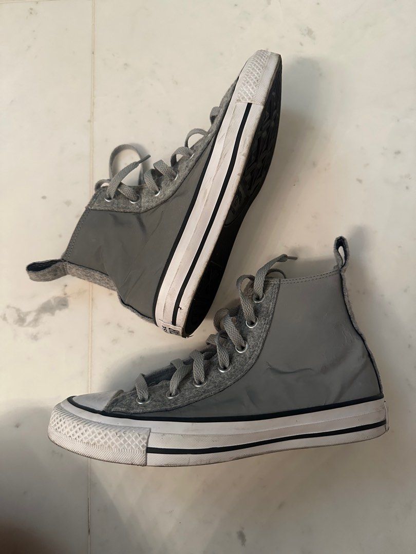 Converse shiny silver shoes All star Women s Fashion Footwear Sneakers on Carousell