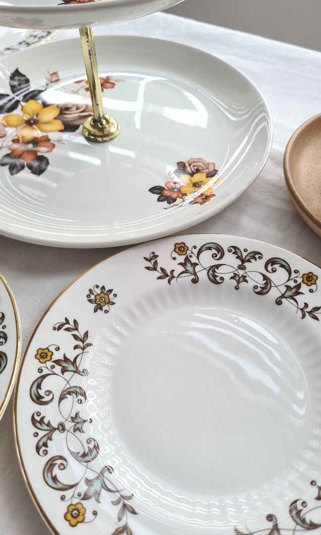 Denby cup set cake stand Duchess side plates set of 6