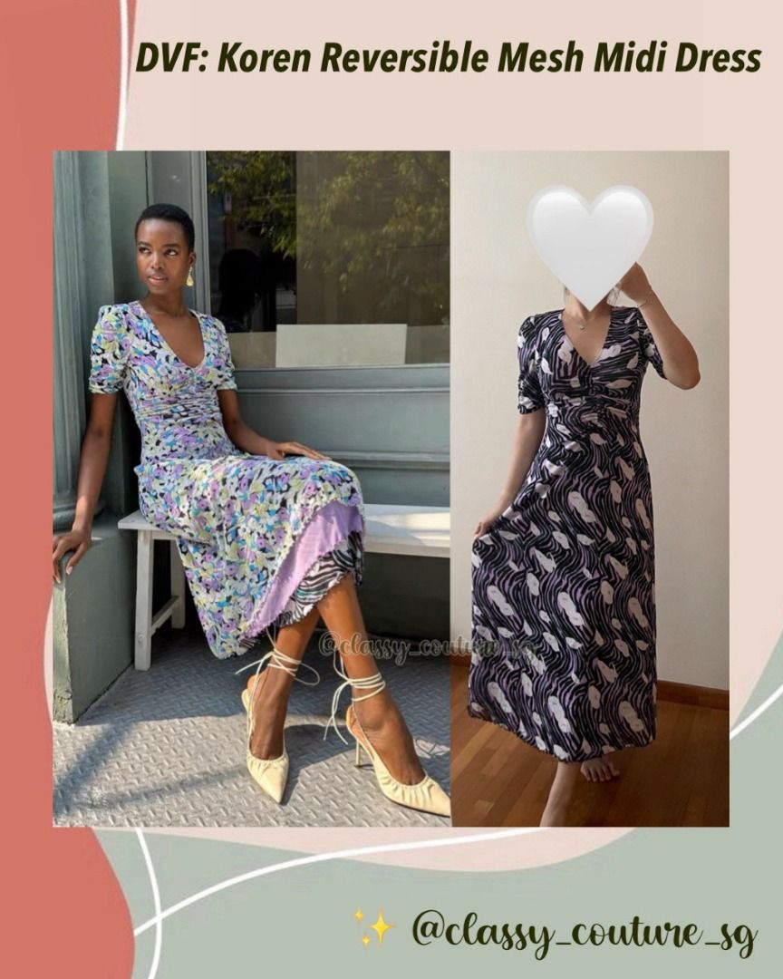koren reversible mesh midi dress DVF 💜 Diane Von Furstenberg Koren Reversible Mesh Midi Dress, Women's  Fashion, Dresses & Sets, Dresses on Carousell