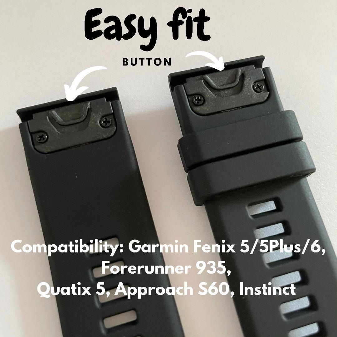 22mm 26mm Easy Fit Rubber Strap for Garmin Forerunner Fenix Quatix 5 Approach S Instinct Mobile Phones Gadgets Wearables Smart Watches on Carousell