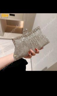 Evening party bag with rhinestones