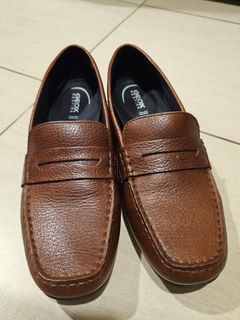 GEOX Respira Mahogany Brown Leather Loafers EU 38