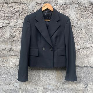 Gucci - Tom Ford - Black Double Breasted Cropped Wool Blazer