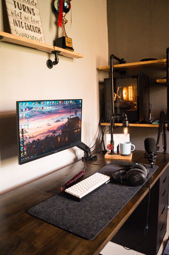 Solid Hardwood table top with ikea Alex (3x5ft), table for pc, Meja PC