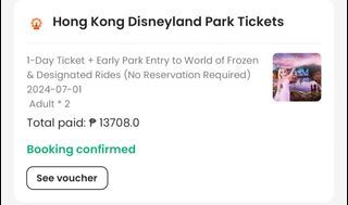 HK DISNEYLAND 1 DAY TICKET + EARLY PARK ENTRY (1 ADULT) FOR JULY 1, 2024