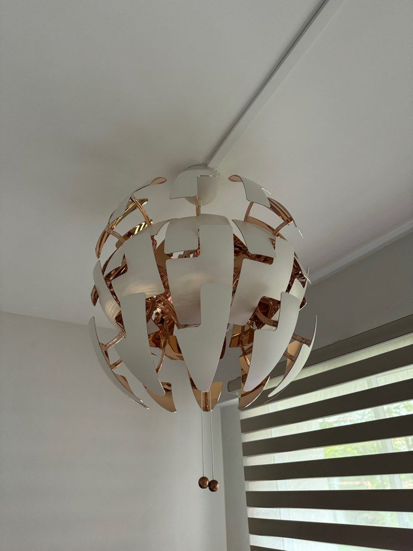 IKEA Hanging Light White Rose Gold Furniture Home Living Lighting Fans Lighting on Carousell