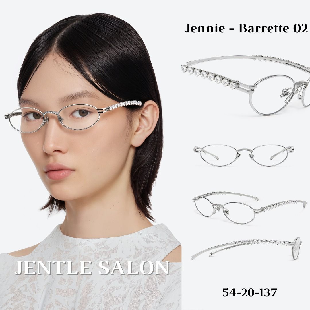 Ready Stock) Jentle Salon Jennie - Barrette 02 | Silver Metal Oval Frame  Clear lenses | 54-20-137