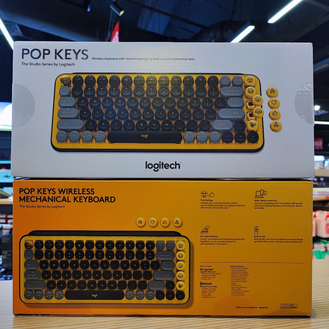 LOGITECH POP KEYS WIRELESS MECHANICAL KEYBOARD WITH CUSTOMIZABLE EMOJI ...