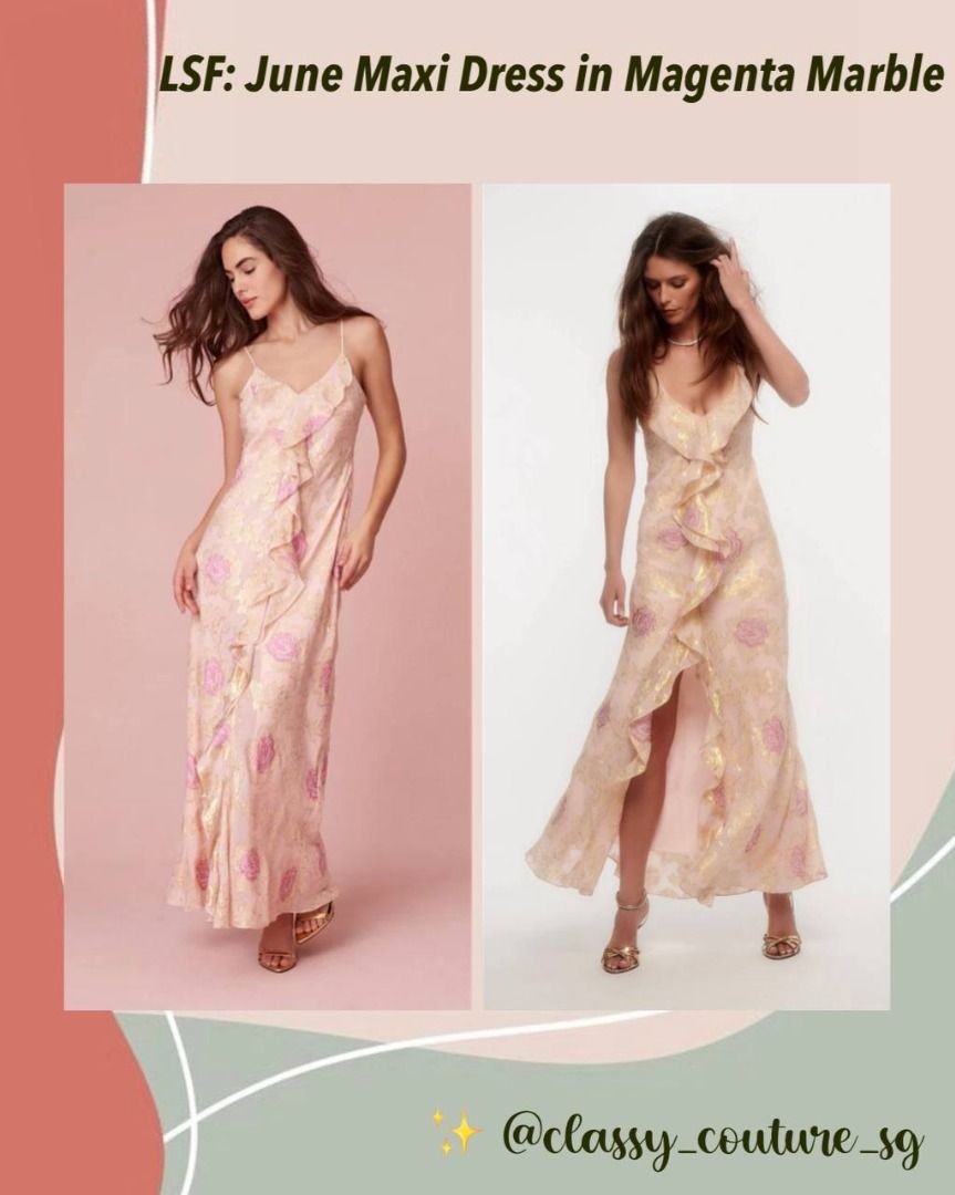 LoveShackFancy June Maxi Dress in Magenta Marble Metallic Silk Blend Women s Fashion Dresses Sets Dresses on Carousell