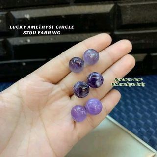 Lucky Amethyst circle stud earrings