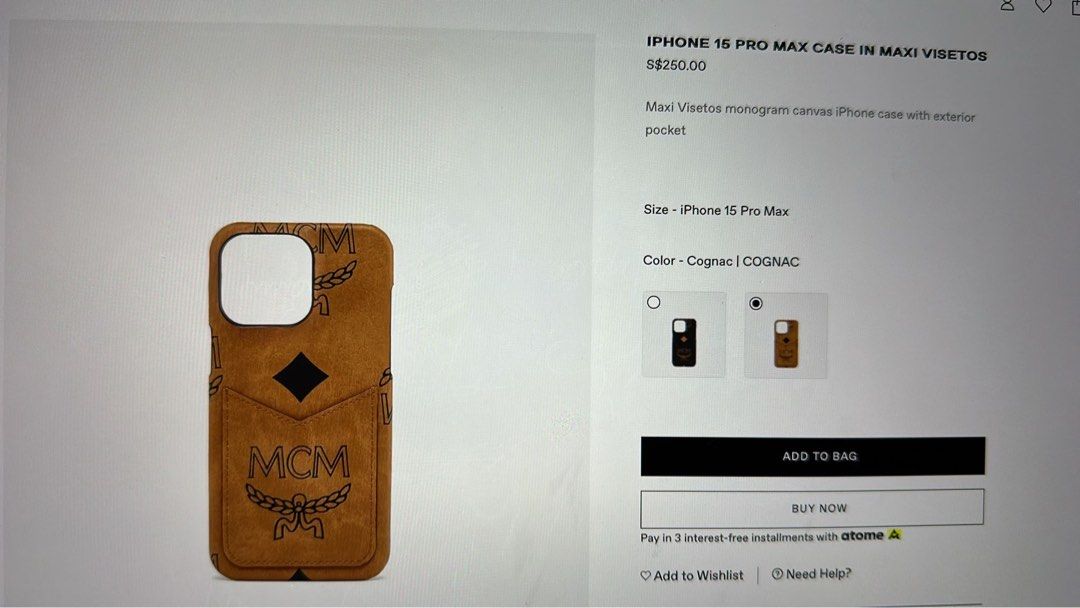 MCM iphone 15 Pro max case in maxi visetos, Mobile Phones