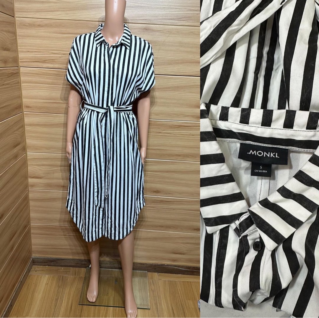 Monki black and white striped dress discount