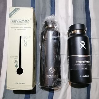 Original/Authentic Revomax 32 oz. Onyx Black + Freebie: F@k3 Hydro Flask 32 oz.  Black