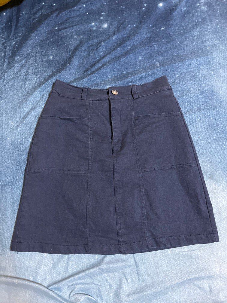 Royal blue jean skirt best sale