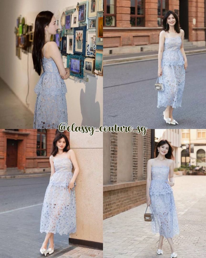 Self Portrait Blue Organza Lace Mini | Tiered Midi Dress, Women's Fashion,  Dresses & Sets, Dresses on Carousell