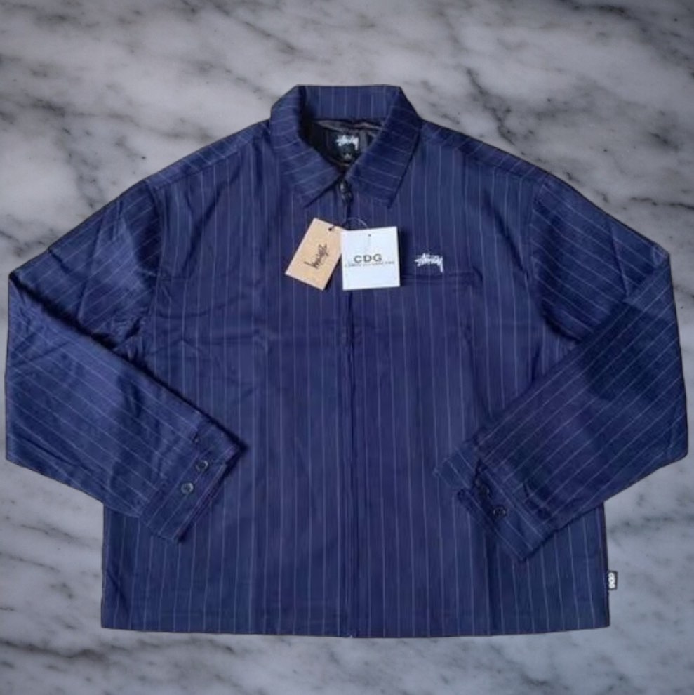STUSSY × CDG Pin Striped Bing Jacket Stüssy Comme des Garçons Pin Striped Bing Jacket – Justin Reed