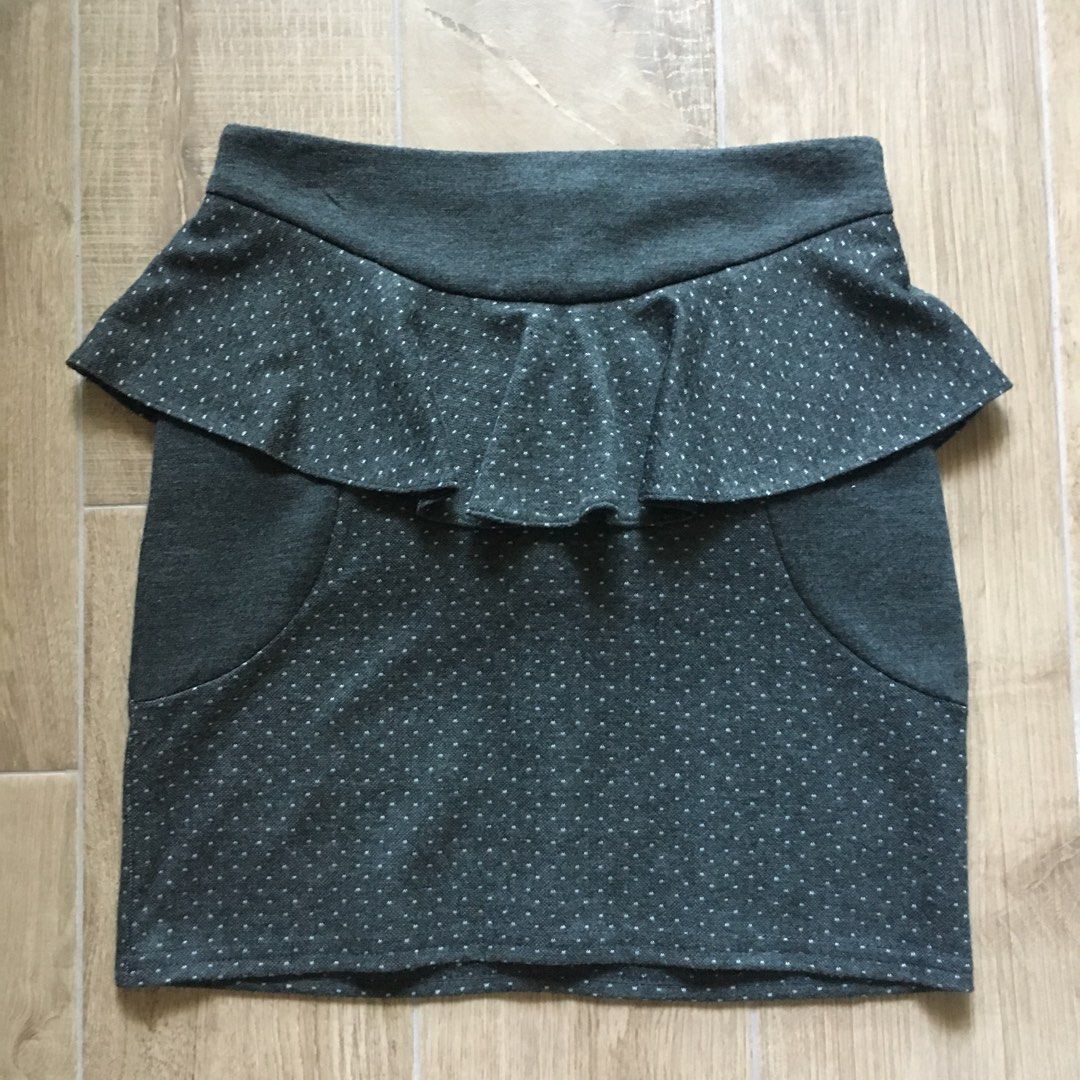 Sz Uk 6 ASOS Topshop grey peplum mini skirt