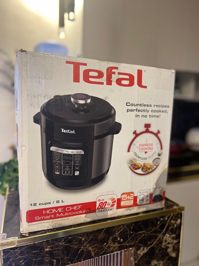 Tefal Home Chef 15+2 pressure cooker (Category: Other Kitchen Appliances) located in Muntinlupa City. Submitted by be_goodbuys (Listing ID 1308883322, Image 3). Description: Used once in my mom’s birthday complete with box (issue: mejo madumi lng un box nastocked lang sa kwarto ) RFS: moving outwards .